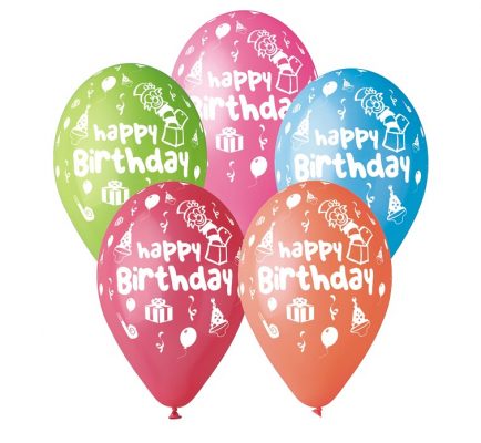 Balóny premium 12´´ HAPPY BIRTHDAY 5ks