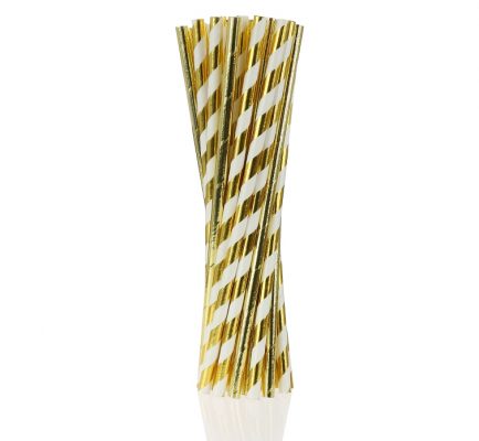 Slamky papierové 6x197mm,24ks, gold