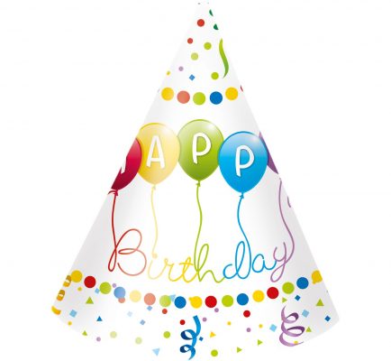 Čiapka papierová happy birthday, 6ks